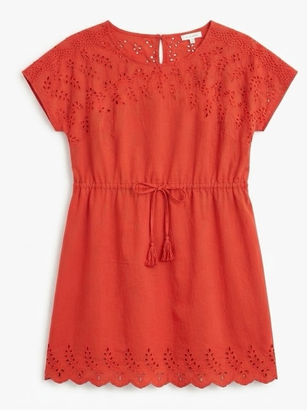 Madewell Rust Orange Eyelet Tie-Waist Mini Dress